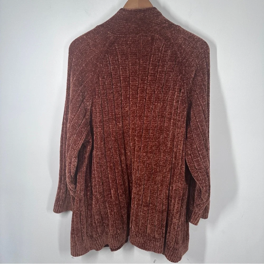 Woman Within Rust Orange Chenille Cardigan Sweater Size Large 18/20 Soft - Picture 6 of 6